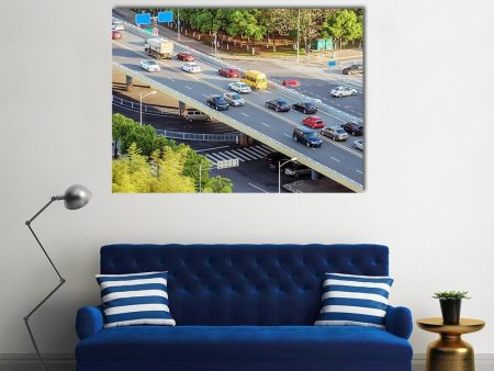 Aerial View Of Traffic Canvas Wall Art For Sale