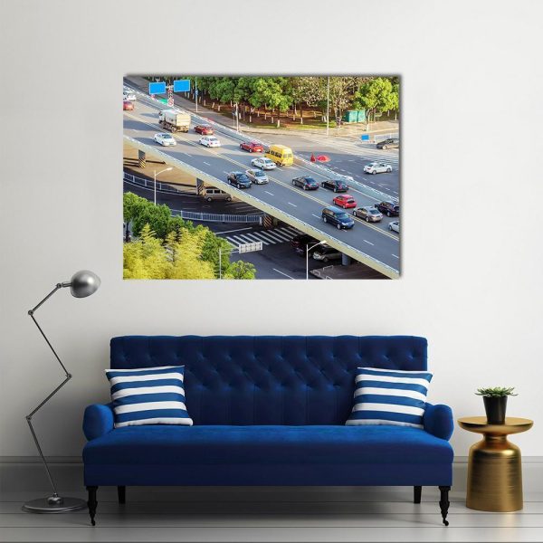 Aerial View Of Traffic Canvas Wall Art For Sale