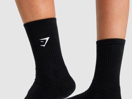 Gymshark Embroidered Sharkhead Crew Socks - Black For Cheap