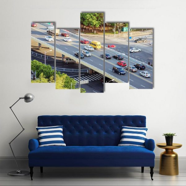 Aerial View Of Traffic Canvas Wall Art For Sale