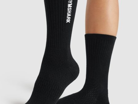 Gymshark Embroidered Logo Socks - Black Supply