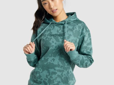 Gymshark Camo Graphic Oversized Hoodie - Dark Green Online Hot Sale