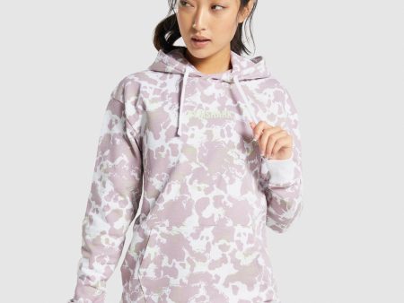 Gymshark Camo Graphic Oversized Hoodie - White Purple Print Supply