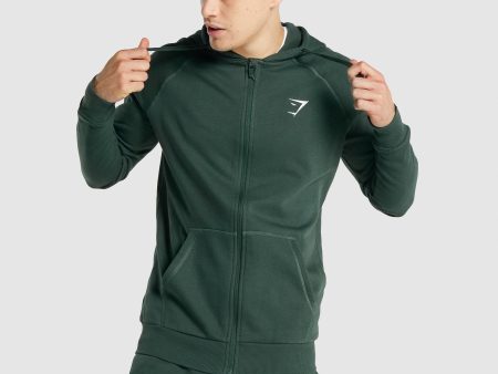 Gymshark Crest Zip Up Hoodie - Dark Green Online Sale