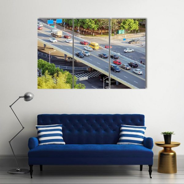 Aerial View Of Traffic Canvas Wall Art For Sale