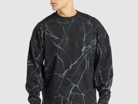 Gymshark Power Crew Sweatshirt - Black Print Supply