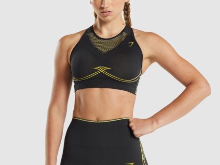 Gymshark Apex Seamless Sports Bra - Black Yellow on Sale