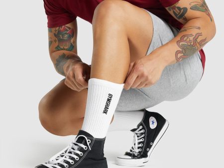 Gymshark Embroidered Logo Crew Socks - White For Discount