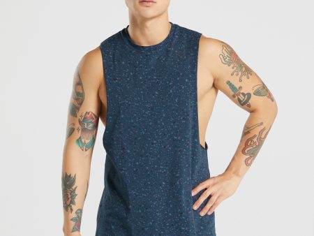 Gymshark Micro Print Drop Arm Tank - Navy Cheap