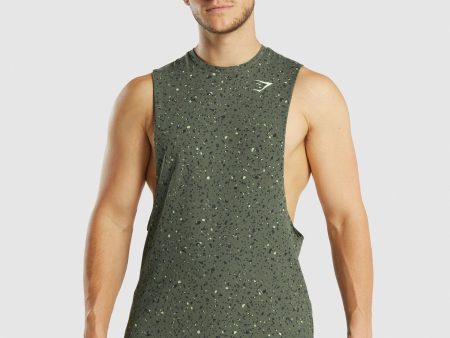 Gymshark Micro Print Drop Arm Tank - Green For Sale