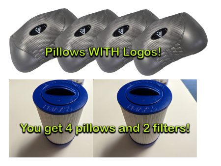 4 (four) Vita spa pillows (WITH logo) and 2 (two) PMAX 50 filter elements BUNDLE!  Free Shipping! Online now