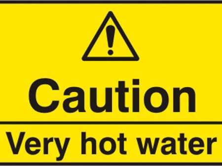 CAUTION HOT WATER SAV (PK5) 75MM X 50MM For Cheap