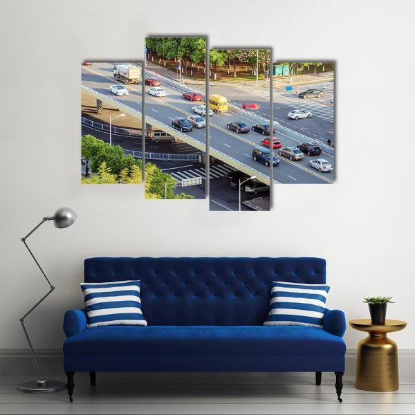 Aerial View Of Traffic Canvas Wall Art For Sale