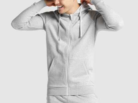 Gymshark Crest Zip Up Hoodie - Light Grey Marl Fashion