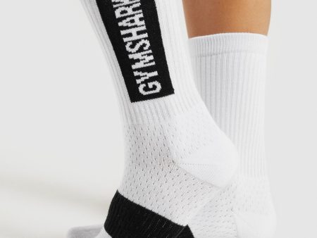 Gymshark Premium Logo Crew Socks (1pk) - White Supply