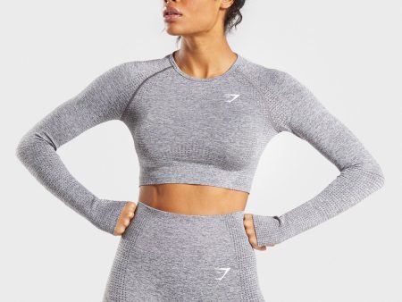 Gymshark Vital Seamless Long Sleeve Crop Top - Smokey Grey Marl Sale