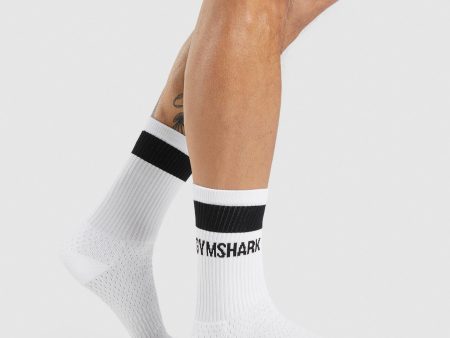 Gymshark Premium Logo Crew Socks - White Online Sale