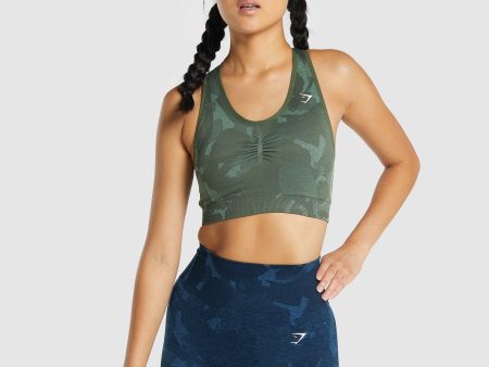 Gymshark Adapt Camo Seamless Racer Back Sports Bra - Savanna | Green Supply