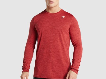 Gymshark Arrival Marl Long Sleeve T-Shirt - Red Marl For Cheap